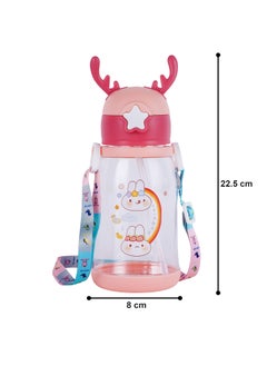 Skytone SKYTONE Cute Kids Water Bottle with Sipper, Water Bottle for kids, Sipper Bottle for Kids - Anti-leak Cartoon Kids Water Bottle for Kids (600 ML) (Pink)  - Image 2