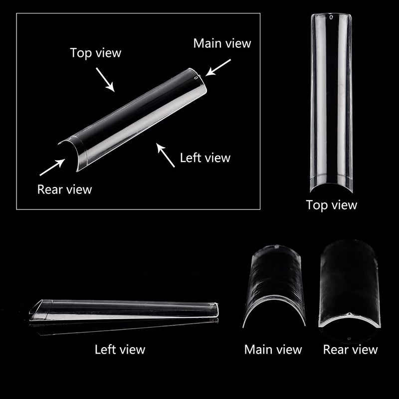 SWETIDY Clear Acrylic Square Nail Tips, SWETIDY 500pcs No C Curve XL Long Square Shaped Straight Fake Nails Flattened Half Cover Artificial Nails with Box for Nail Salon Professional and DIY Nail Art 10 Sizes - Image 4