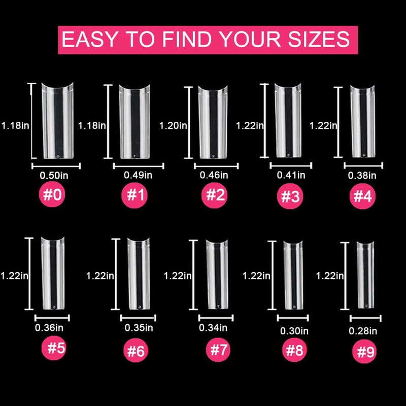 SWETIDY Clear Acrylic Square Nail Tips, SWETIDY 500pcs No C Curve XL Long Square Shaped Straight Fake Nails Flattened Half Cover Artificial Nails with Box for Nail Salon Professional and DIY Nail Art 10 Sizes - Image 2