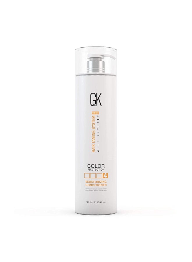 GK Hair بلسم مرطب جلوبال كيراتين 1000 مل لحماية اللون الجاف التالف والمجعد والمصبوغ للشعر العضوي خالي من البارابين والكبريتات - Image 1