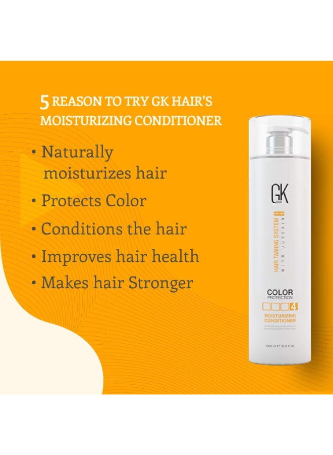 GK Hair بلسم مرطب جلوبال كيراتين 1000 مل لحماية اللون الجاف التالف والمجعد والمصبوغ للشعر العضوي خالي من البارابين والكبريتات - Image 4