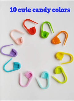 Generic 60 Pieces Crochet Knitting Markers Crochet Clips Crochet Pins Bulk Stitch Markers Locking Stitch Knitting Place Markers DIY Craft Plastic Safety Pins Weave Stitch Needle Clip Counter(10 Colors)  - Image 4