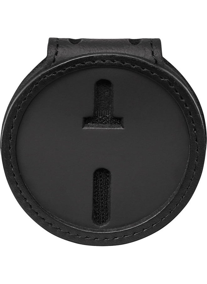 Perfect Fit Shield Wallets - Perfect Fit Round Police Badge Holder 2.5 Inches Round Belt Clip Neck Chain Badge Holder Law Enforcement Black Leather (Cutout 708) - Image 1