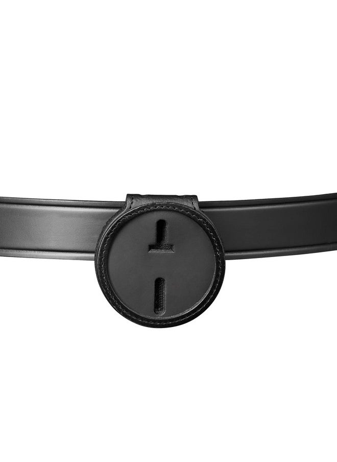Perfect Fit Shield Wallets - Perfect Fit Round Police Badge Holder 2.5 Inches Round Belt Clip Neck Chain Badge Holder Law Enforcement Black Leather (Cutout 708) - Image 1