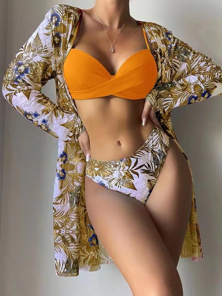 Swimwear Bikini Beach Sunscreen Blouse Swimwear Three-Piece Set - Image 3