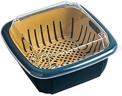 Peyx 2 in 1 Multi Function Double Layer Kitchen Colander Filter Bowl Drain Basin Basket Set for Cleaning Wash Fruit Vegetable Pack of 1 Multicolour - Image 2