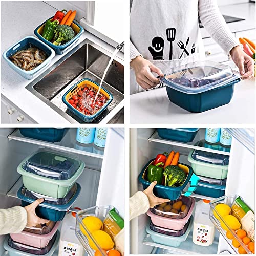 Peyx 2 in 1 Multi Function Double Layer Kitchen Colander Filter Bowl Drain Basin Basket Set for Cleaning Wash Fruit Vegetable Pack of 1 Multicolour - Image 3