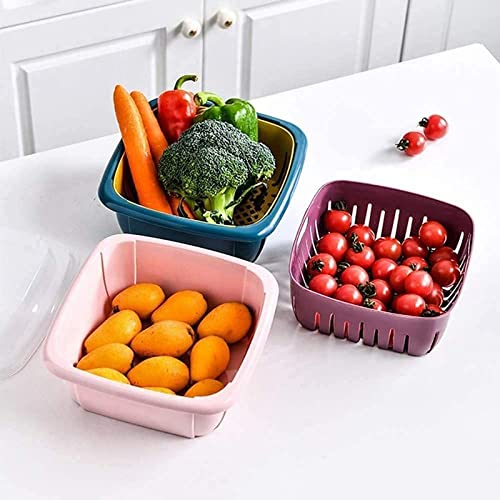 Peyx 2 in 1 Multi Function Double Layer Kitchen Colander Filter Bowl Drain Basin Basket Set for Cleaning Wash Fruit Vegetable Pack of 1 Multicolour - Image 4