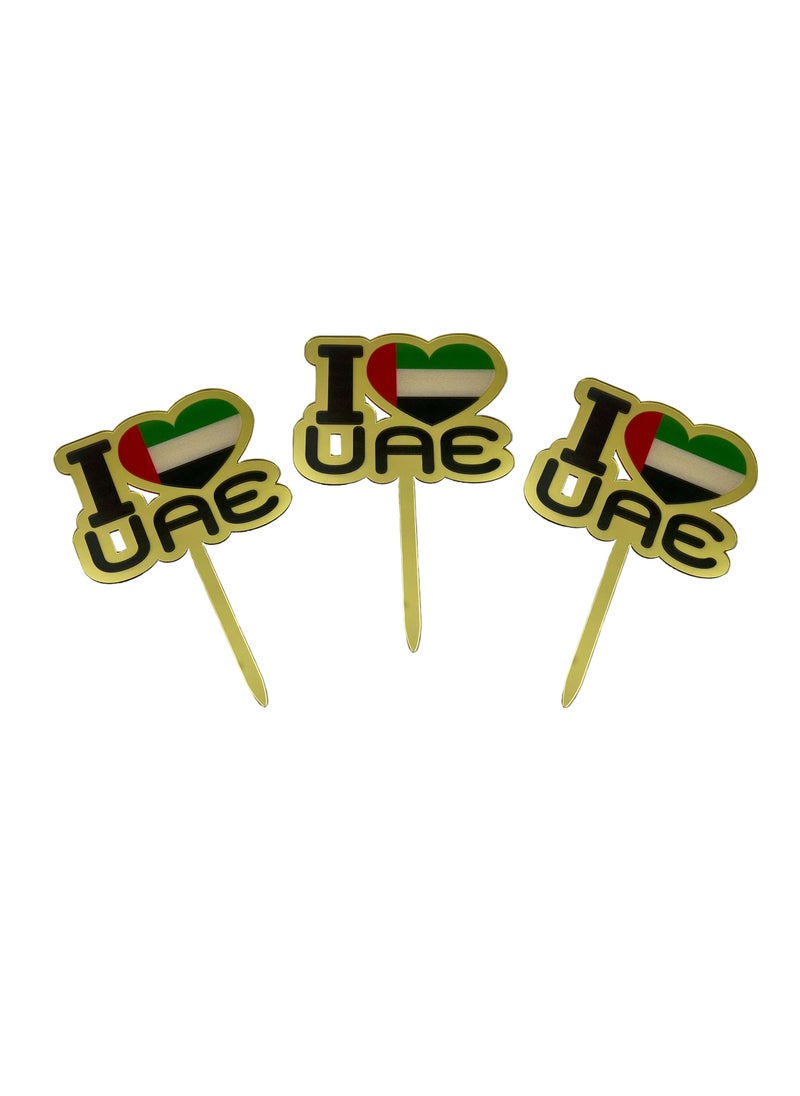 Boxwoods 3 PCS Of Acrylic Cake Toppers For UAE National Day  - Image 1