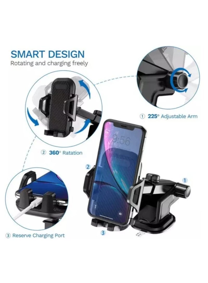 ELTRAZONE Car Phone Holder Mount, One Release Button, 3 in 1 For Air Mount Vent and Dashboard, Ultra Stable & Adjustable Smartphone Holder for iPhone, Samsung - Image 2