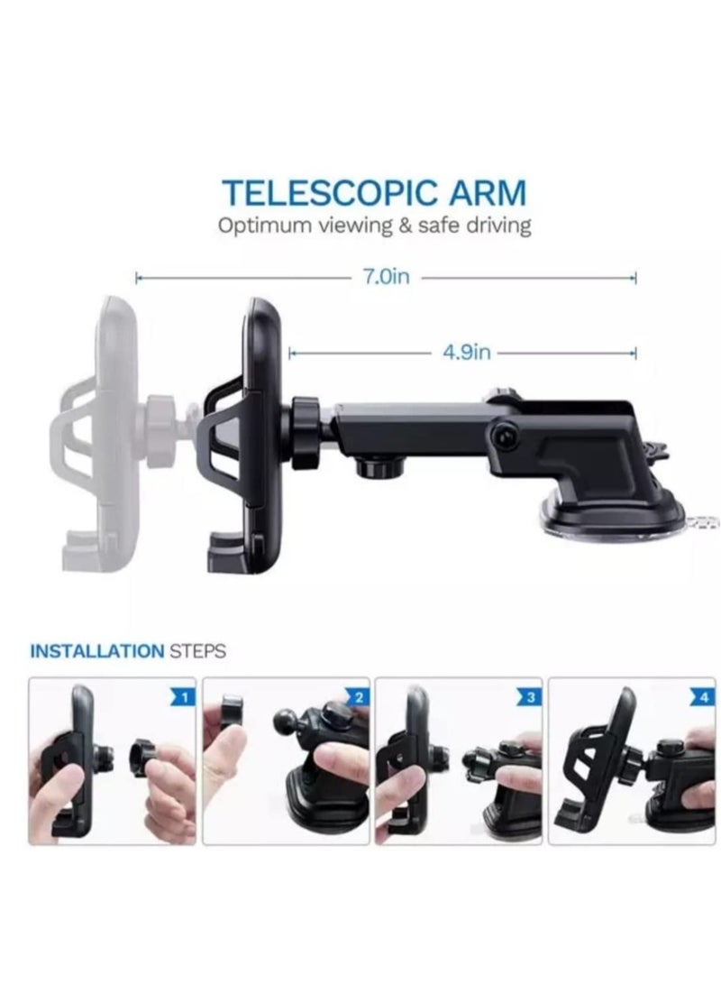 ELTRAZONE Car Phone Holder Mount, One Release Button, 3 in 1 For Air Mount Vent and Dashboard, Ultra Stable & Adjustable Smartphone Holder for iPhone, Samsung - Image 3