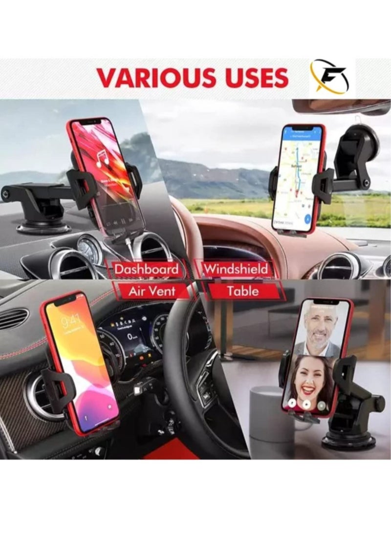 ELTRAZONE Car Phone Holder Mount, One Release Button, 3 in 1 For Air Mount Vent and Dashboard, Ultra Stable & Adjustable Smartphone Holder for iPhone, Samsung - Image 4