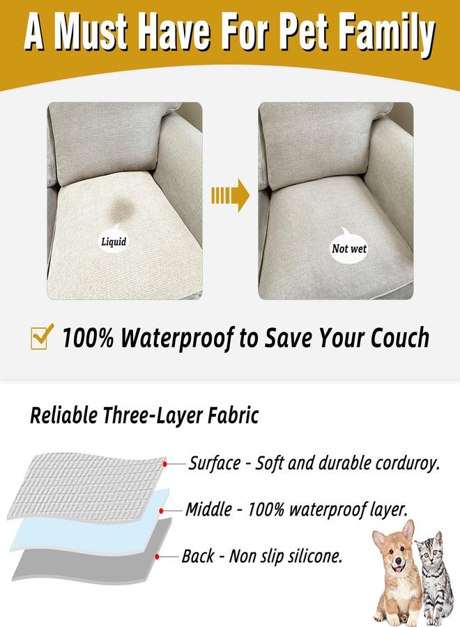 LovoGemy Couch Arm Covers, Waterproof Armrest Cover for Sofa, Armchair, Loveseat, Non-Slip Recliner Arm Covers, Sofa Headrest Covers, Arm Chair Covers Set of 2 (Cream, 24"×20") - Image 3