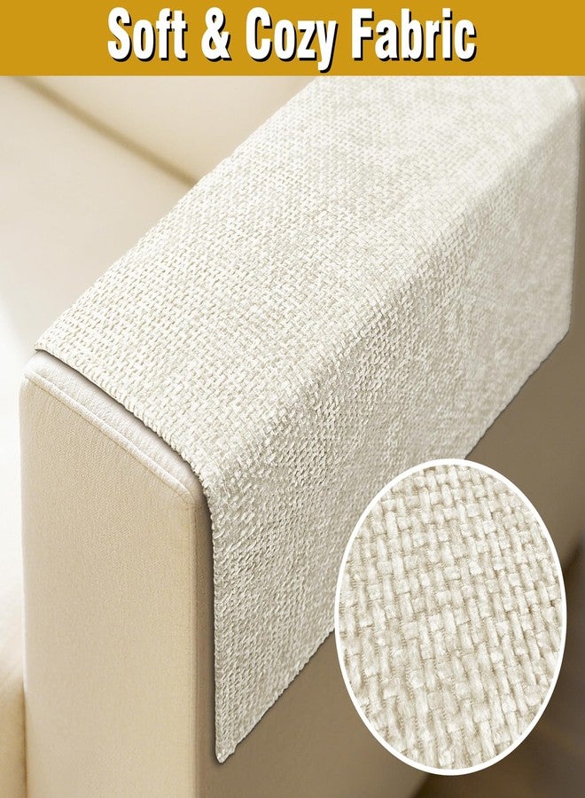 LovoGemy Couch Arm Covers, Waterproof Armrest Cover for Sofa, Armchair, Loveseat, Non-Slip Recliner Arm Covers, Sofa Headrest Covers, Arm Chair Covers Set of 2 (Cream, 24"×20") - Image 4