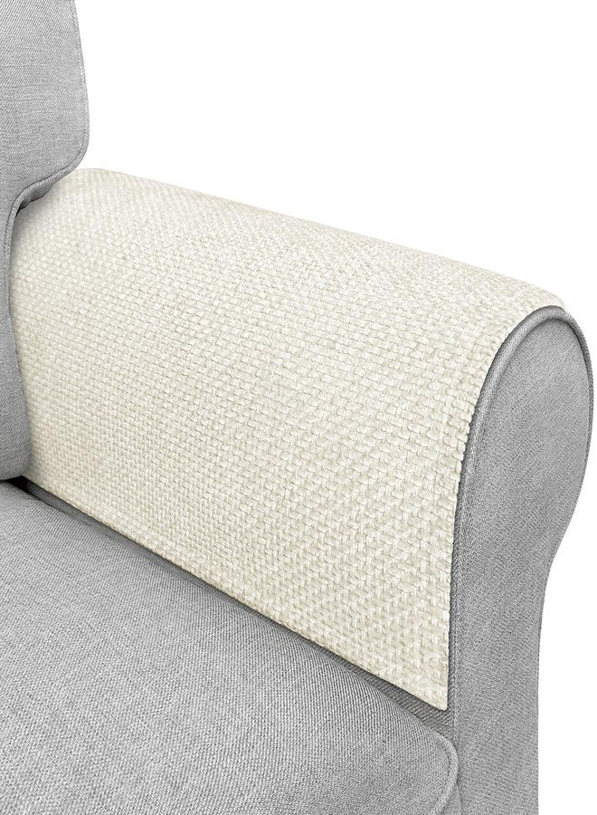 LovoGemy Couch Arm Covers, Waterproof Armrest Cover for Sofa, Armchair, Loveseat, Non-Slip Recliner Arm Covers, Sofa Headrest Covers, Arm Chair Covers Set of 2 (Cream, 24"×20") - Image 1