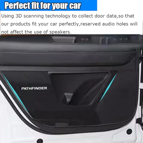 Kakash Custom Interior Accessories for Nissan Pathfinder 2022 2023 2024 2025 Leather Door Anti Kick Pad Stickers,Side Edge Film Protector Stickers 4 Pieces/Set(Carbon Fiber) - Image 4