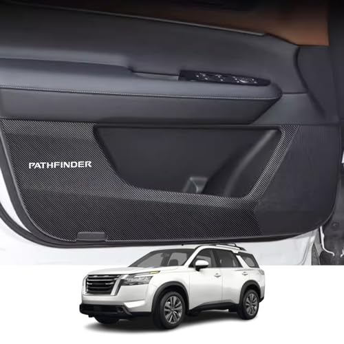 Kakash Custom Interior Accessories for Nissan Pathfinder 2022 2023 2024 2025 Leather Door Anti Kick Pad Stickers,Side Edge Film Protector Stickers 4 Pieces/Set(Carbon Fiber) - Image 1