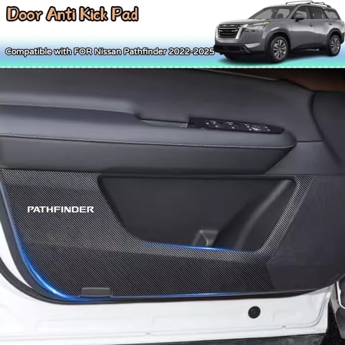 Kakash Custom Interior Accessories for Nissan Pathfinder 2022 2023 2024 2025 Leather Door Anti Kick Pad Stickers,Side Edge Film Protector Stickers 4 Pieces/Set(Carbon Fiber) - Image 2
