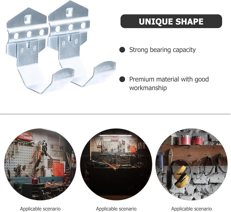 2Pcs Heavy Duty Steel Pegboard Hooks Tool Hangers for Workshop Garage Home Storage - Image 4