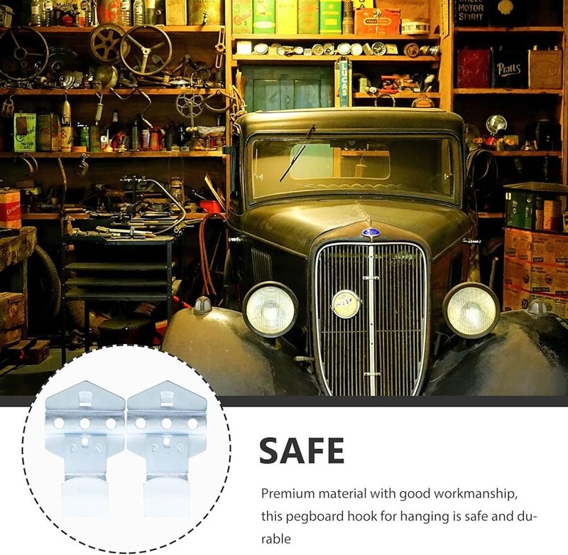 2Pcs Heavy Duty Steel Pegboard Hooks Tool Hangers for Workshop Garage Home Storage - Image 5