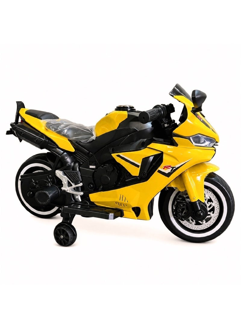 R1 Kids Electric Motorcycle – Rechargeable 12V Toy, Yellow, Safe & Durable Ride-On for Ages 6–9, 1–2 Hours Playtime - Image 1