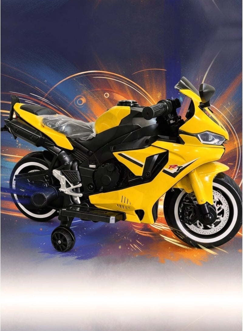 R1 Kids Electric Motorcycle – Rechargeable 12V Toy, Yellow, Safe & Durable Ride-On for Ages 6–9, 1–2 Hours Playtime - Image 2