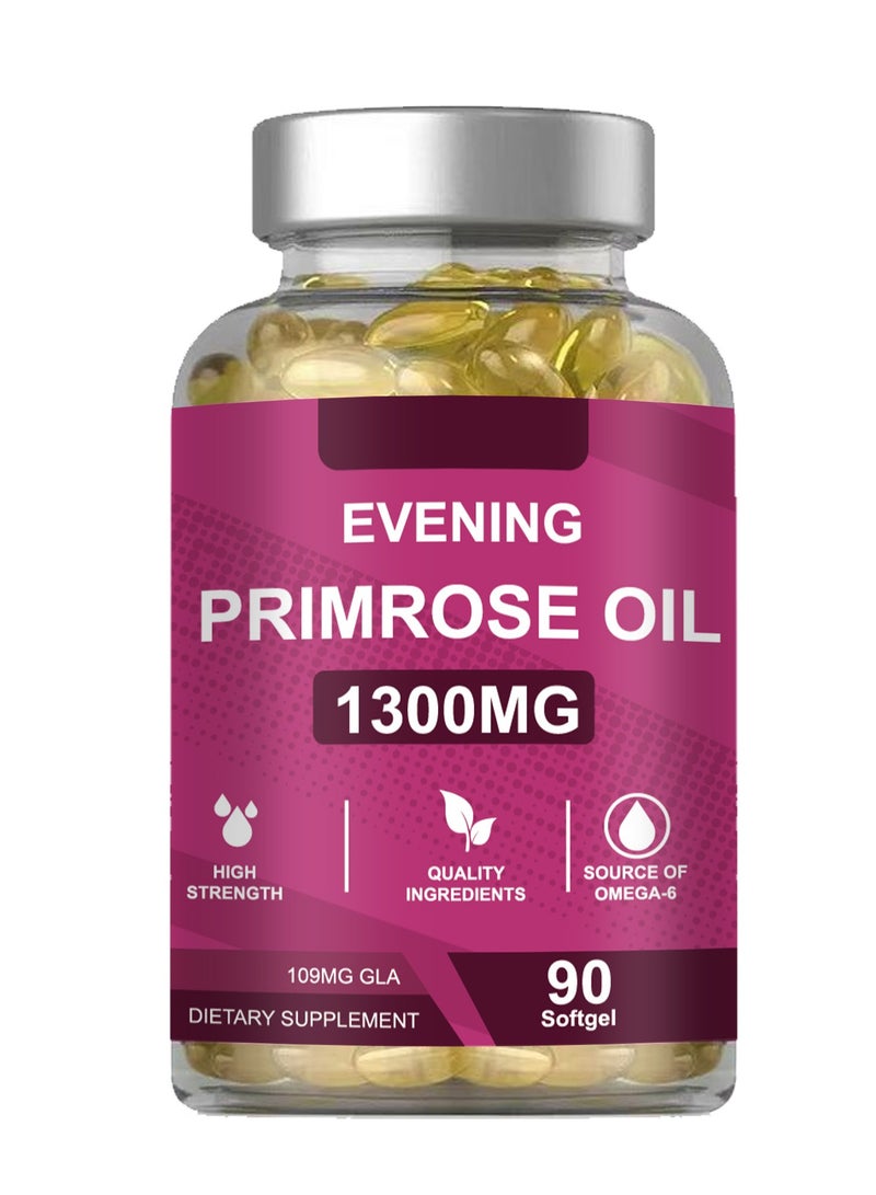 BIYODE High-Performance Evening Primrose Oil Softgels - 1300mg Ultra-Concentrated Formula, 90 Count - Premium Omega-6 Supplement Customized for Women’s Health  - Image 1