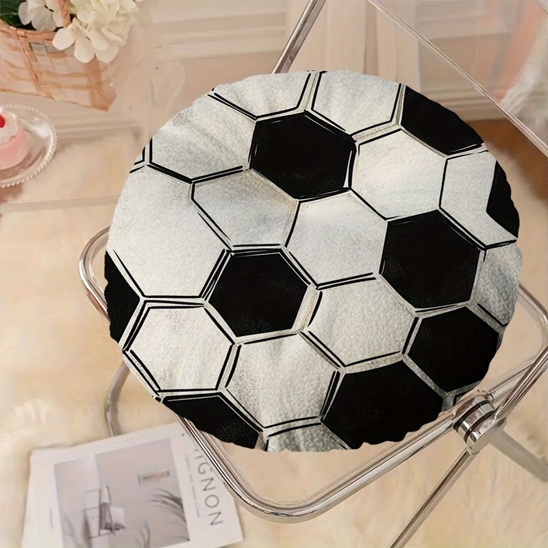 Soccer Themed Black White Hexagon Floor Mat 18x18 Inch Home Office Yoga Room - Image 2