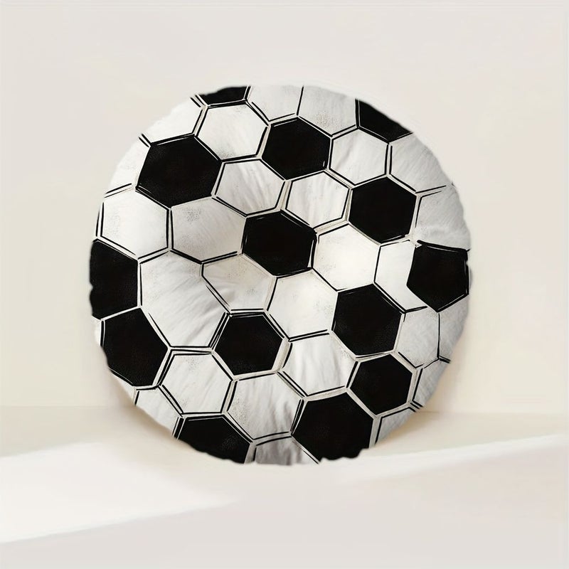 Soccer Themed Black White Hexagon Floor Mat 18x18 Inch Home Office Yoga Room - Image 4