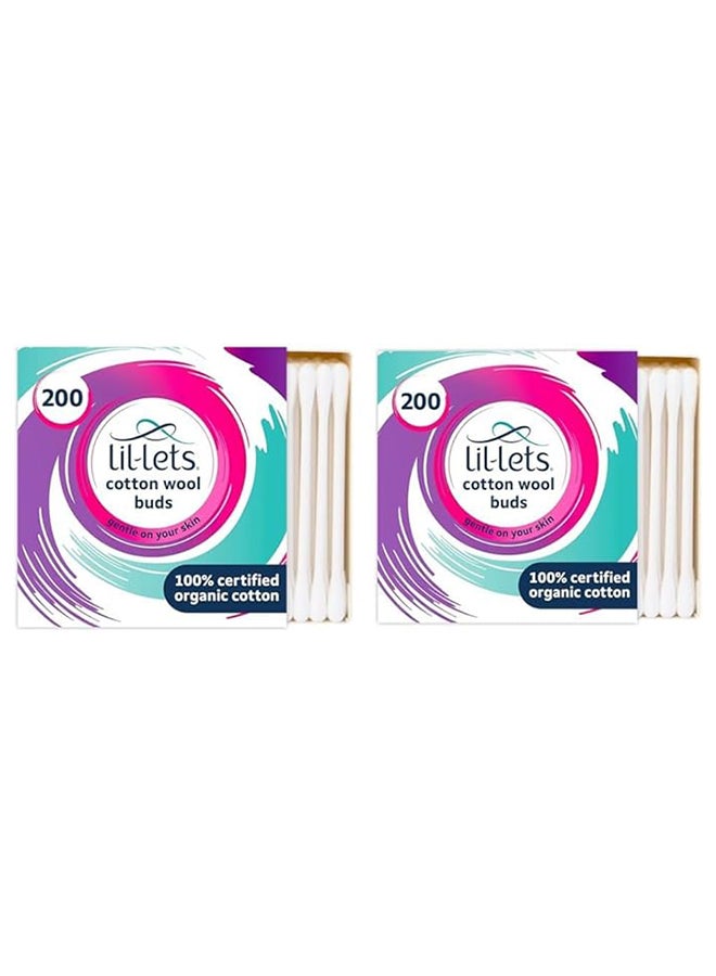 Organic Cotton Wool Buds – Twin Pack (2 × 200)