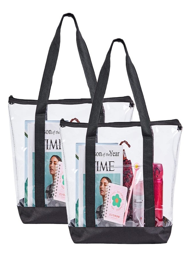Clearworld Large Clear Tote Bag, Fashion PVC Shoulder Handbag for Women, Clear Stadium Bag for Security Travel,Shopping,Sports and Work-2 Pack - Image 1