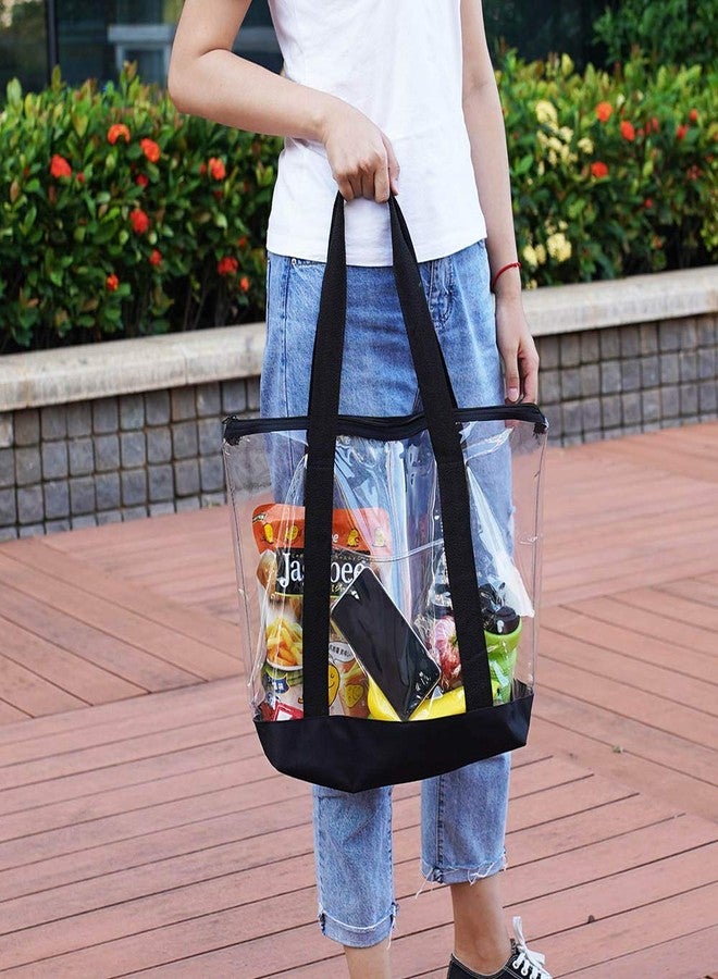 Clearworld Large Clear Tote Bag, Fashion PVC Shoulder Handbag for Women, Clear Stadium Bag for Security Travel,Shopping,Sports and Work-2 Pack - Image 3