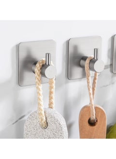 EZGOZ Stainless Steel Wall Hooks Waterproof Heavy Duty Adhesive Wall Hangers for Towel and Kitchen Bathroom Key Organization - 3Packs Silvery  - Image 2