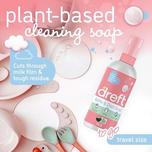 Dreft Bottle and Dish Soap | Made to Clean Baby Bottles, Sippy Cups, Pacifiers, Breast Pumps, & More | Gently Removes Milk Film & Odors | Plant Based, Fragrance Free Dish Soap | 3 Fl Oz (Pack of 2) - Image 3