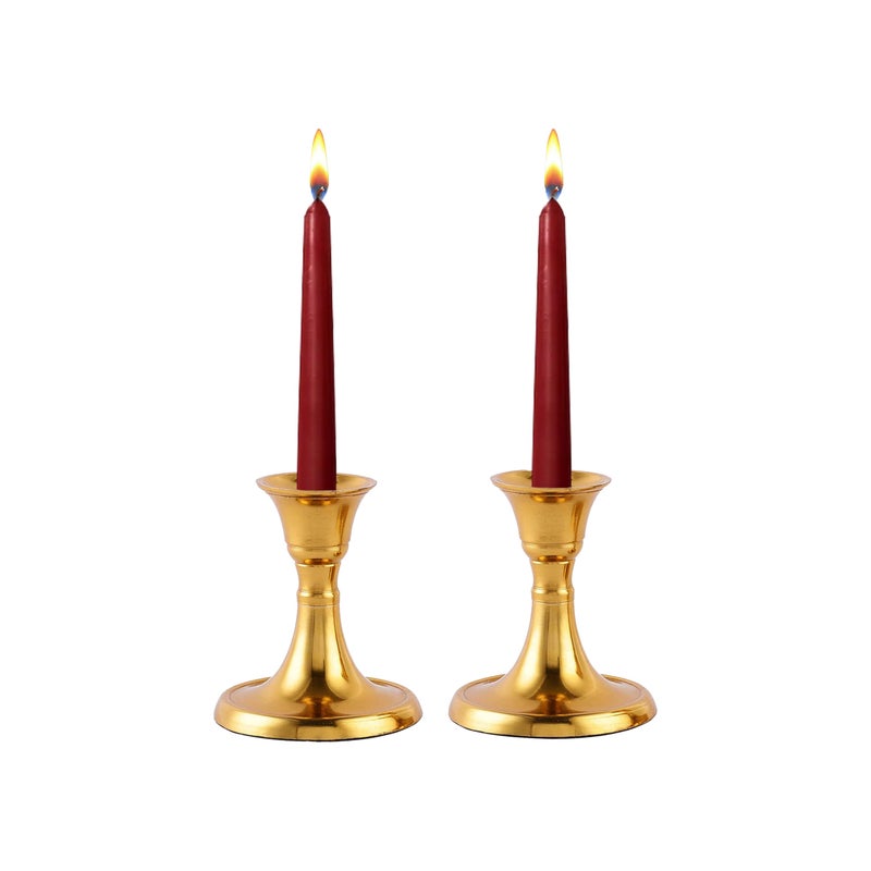 Rely Candlestick Holders Set of 2 Mini Stand Dinning Table Centerpiece Candle Holders Taper Candlesticks Holders Decor Home Candle Holder for Mantel Decorations Gold