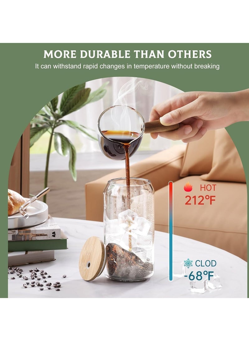 TYCOM Drinking Glasses with Bamboo Lids and Glass Straw, 500ml  Can Shaped Glass Cups, Tumbler Cup Ideal For Tea, Soda, Iced Coffee (6pc, 500ml)  - Image 4