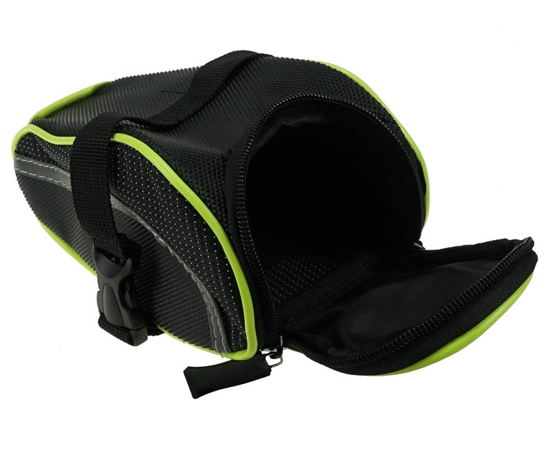 XSPANDER Ryhpez Bike Saddle Bag, Bicycle Bag Back Seat Pouch Mountain Bike Pocket Pack Waterproof Strap-on Seat Bag for Outdoor Night Safety Ride, Convenient with Reflective Stripes - Green - Image 5