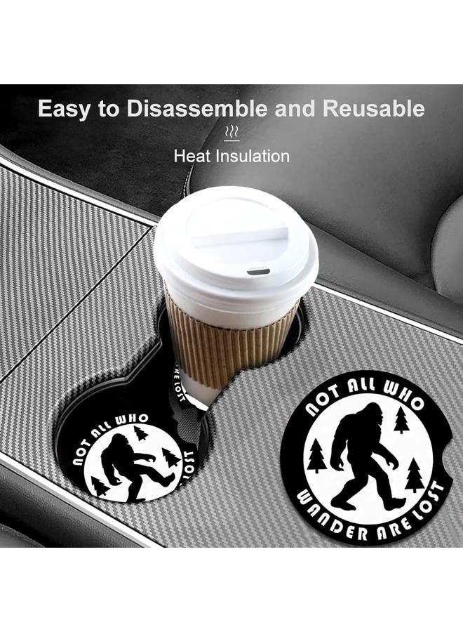 Ldntly Car Coasters for Cup Holders,2 Pack Bigfoot Car Cup Holder Coasters,2.75" Universal Size Anti Slip Rubber Mat,Automotive Cup Holder Decal Decor Big Foot Sasquatch Gifts for Men,Women,Dad,Grandpa - Image 2