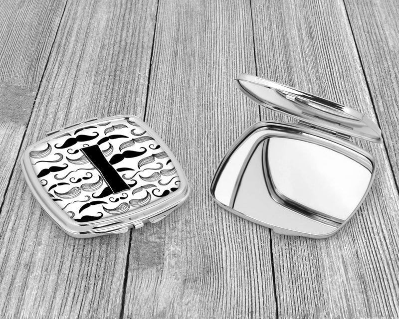 Caroline's Treasures CJ2009-ISCM Letter I Moustache Initial Compact Mirror Decorative Travel Makeup Mirror for Women Girls Gifts Pocket Makeup Mirror Folding Handheld - Image 3