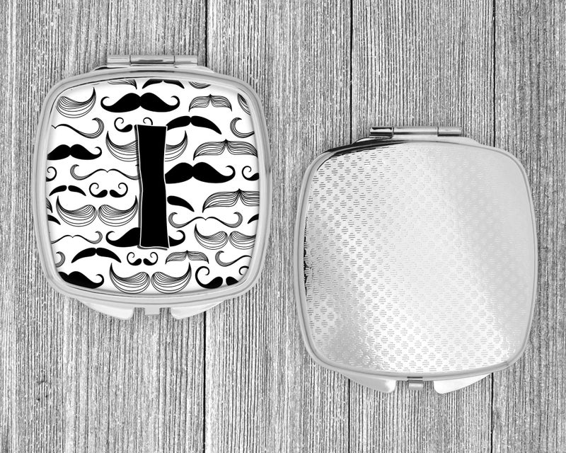 Caroline's Treasures CJ2009-ISCM Letter I Moustache Initial Compact Mirror Decorative Travel Makeup Mirror for Women Girls Gifts Pocket Makeup Mirror Folding Handheld - Image 4