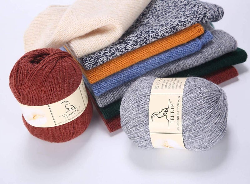 TEHETE Merino Wool Yarn for Knitting 3-Ply Soft Crochet Yarn - Image 4