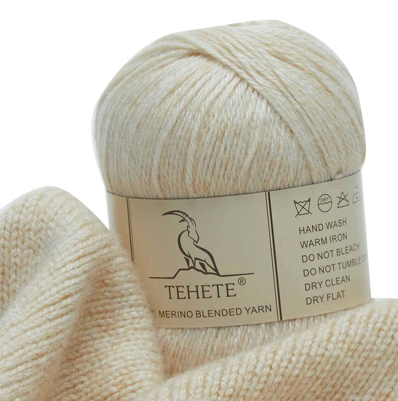 TEHETE Merino Wool Yarn for Knitting 3-Ply Soft Crochet Yarn - Image 1