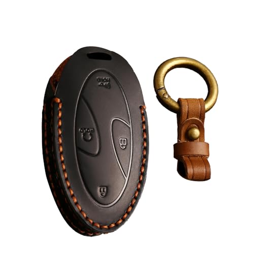 KUNIO Car Key Fob Cover Case Fit for Hyundai Ioniq 6 Ioniq 9 2026 Palisade Santa Fe Tucson 2025 Santa Cruz 2024 Keychain Leather Key Holder Accessories Black - Image 1