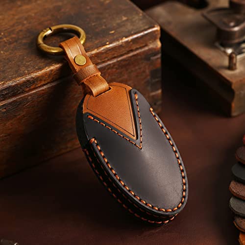 KUNIO Car Key Fob Cover Case Fit for Hyundai Ioniq 6 Ioniq 9 2026 Palisade Santa Fe Tucson 2025 Santa Cruz 2024 Keychain Leather Key Holder Accessories Black - Image 4