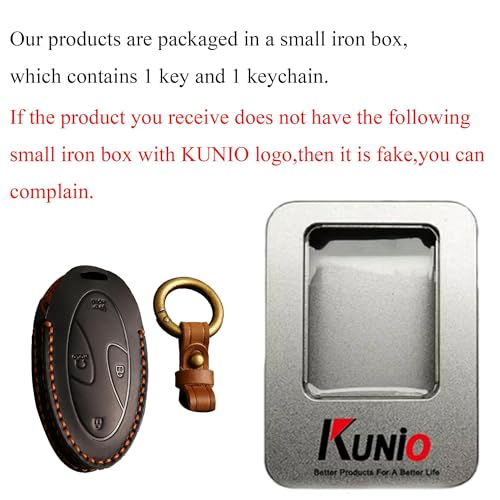 KUNIO Car Key Fob Cover Case Fit for Hyundai Ioniq 6 Ioniq 9 2026 Palisade Santa Fe Tucson 2025 Santa Cruz 2024 Keychain Leather Key Holder Accessories Black - Image 2