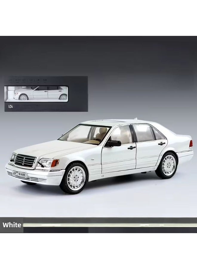 Mercedes-Benz Ghost 1:24 scale model car, white color. The doors, hood and trunk are openable. The car simulates reality and is realistic in its exterior details and interior decoration. A beautiful looking car from the classic old car models. You can play or decorate rooms, offices, councils, cafes, or on shelves for display, or to decorate the Bedouin tent, or inside popular museums, or for lovers and amateurs of collecting cars, or artists in the manufacture of old models, and placing the car with the work to decorate a model of old popular archaeological houses. Also for professional photographers and advertisement photographers to put it as a background or add it inside a transparent acrylic box and give it as a gift to someone you love, to parents or children, or a gift to someone who used to drive the same car - Image 1