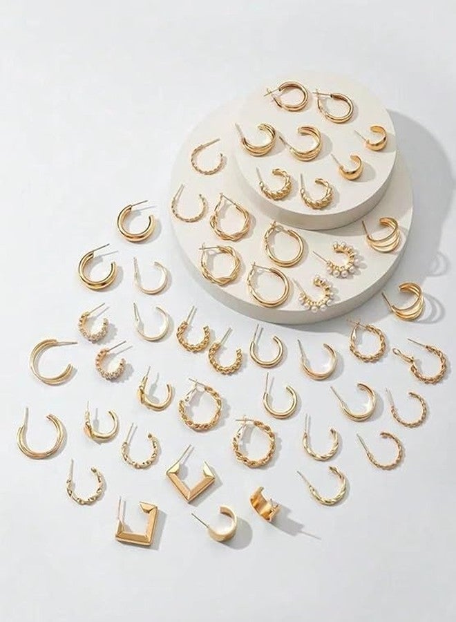 DAZZLIQ Stylish Gold Plated Earrings Geometric Twist Pearl Loop Earrings that are Ultra-Trendy and Fashionable, Inspired by Celebrities, Stylish Option for Women and Girls. (Style E - 24 Pairs Combo) - Image 4