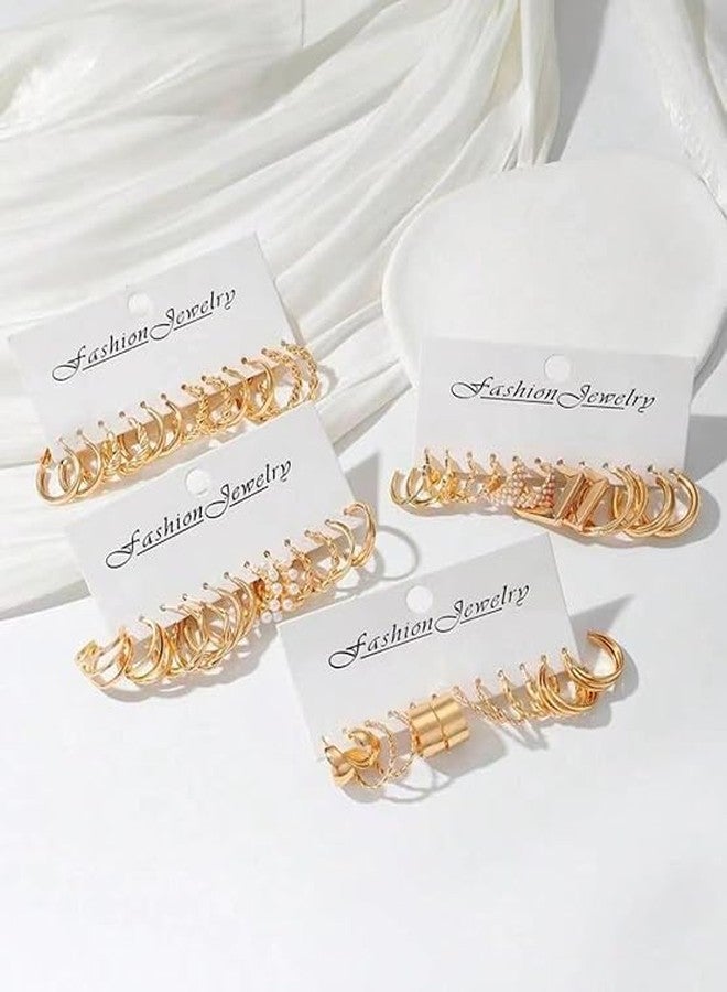 DAZZLIQ Stylish Gold Plated Earrings Geometric Twist Pearl Loop Earrings that are Ultra-Trendy and Fashionable, Inspired by Celebrities, Stylish Option for Women and Girls. (Style E - 24 Pairs Combo) - Image 5