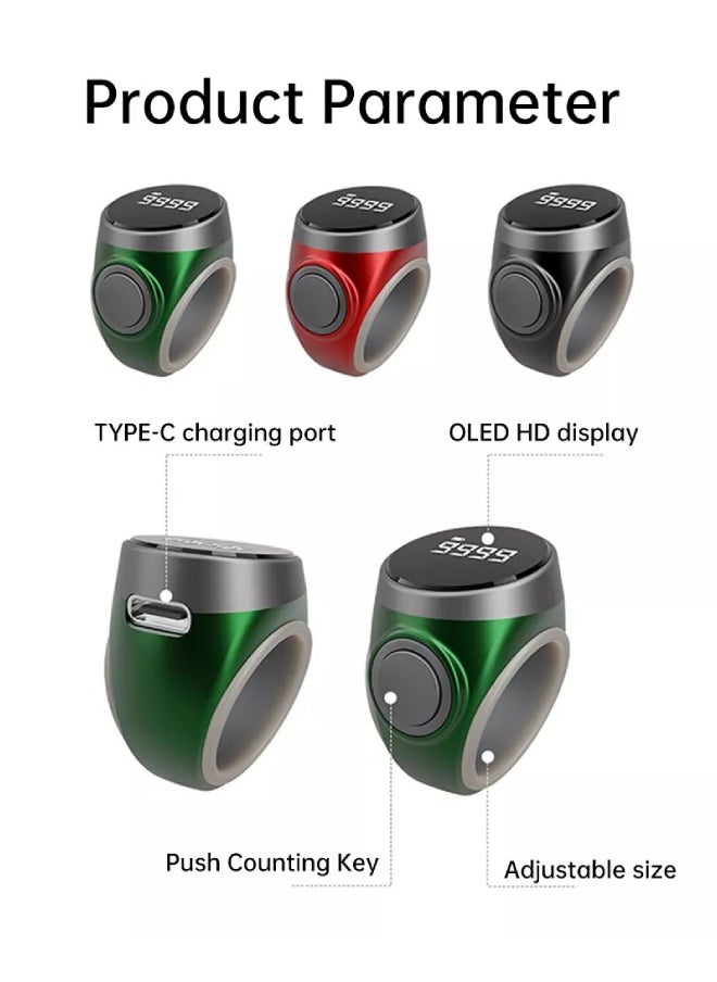 CHHQLZS - Zikr Ring,Digital Tasbeeh Ring Wearable Counter, Waterproof OLED Display, Maximum Count to 99999,With 3 Compatible Sizes(18mm/ 20mm/ 22mm), Suitable for Muslim Islamic Prayers - Image 1