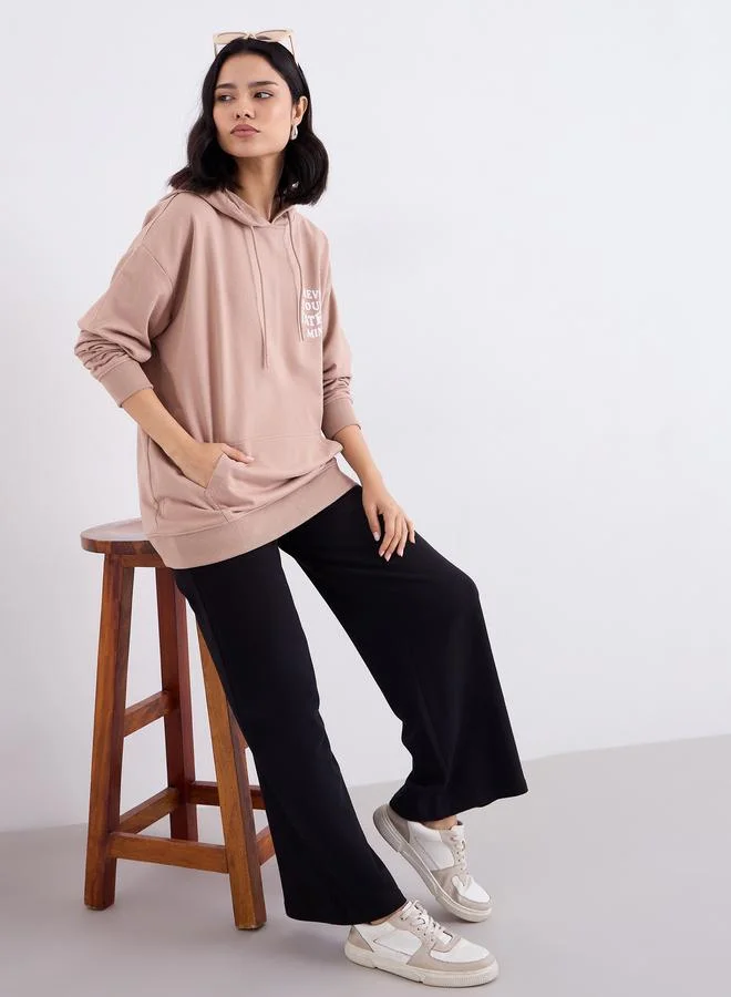 Styli Styli Black Wide Leg Joggers with Pleat Detail